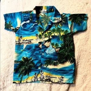 Youth Bahamas Button Down Hawaiian Polo Dress Shirt